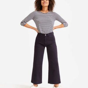Everlane wide leg crop navy, hemmed petite